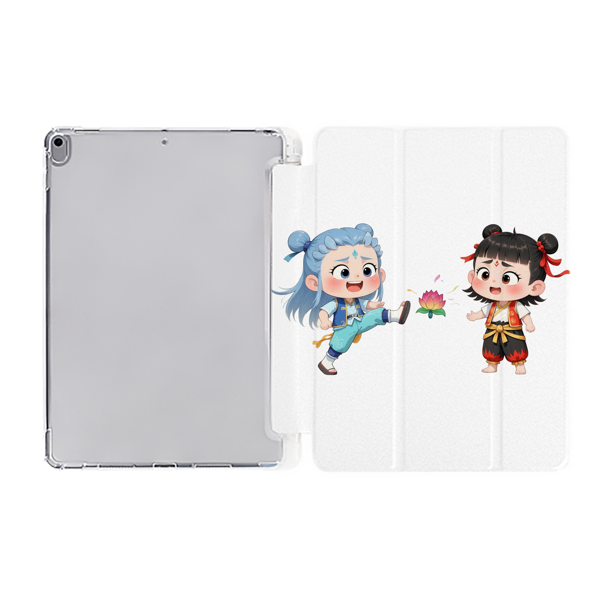 （画像用） Ne Zha 2 ナタ 魔童の大暴れ IPad ケース ペン収納付き 三つ折りスタンド PUレザー×シリコン 対応機種9.5/10.5/10.9インチ